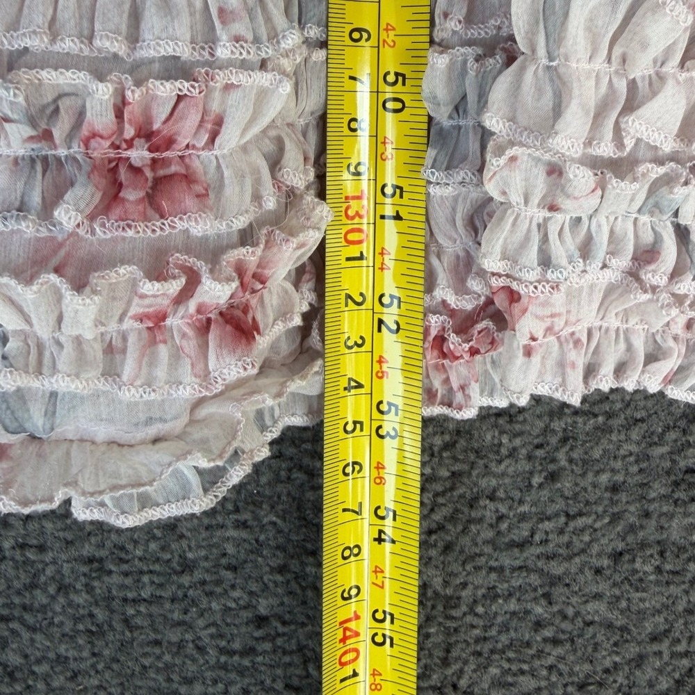 Ivy City Co Floral Tiered Maxi Dress Pink Cream Ruffle Smocked Long Sleeve S - Picture 5 of 6
